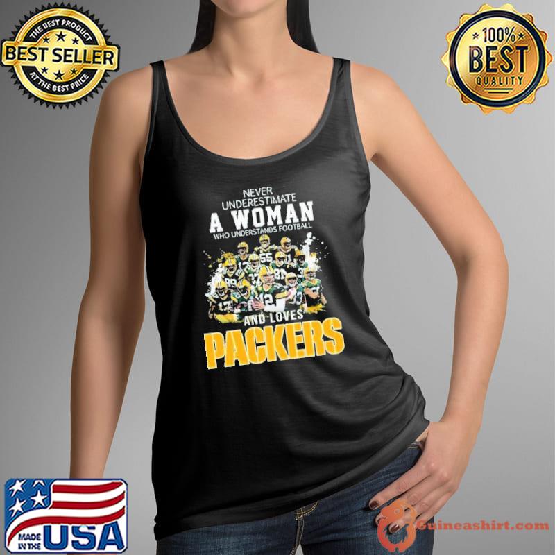 Never Underestimate A Woman Who Understands Football And Loves Packers Shirt Tank Top