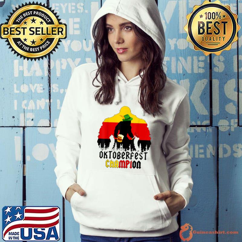 Oktoberfest Champion Beer And Sausage Bigfoot German Flag T-Shirt Hoodie