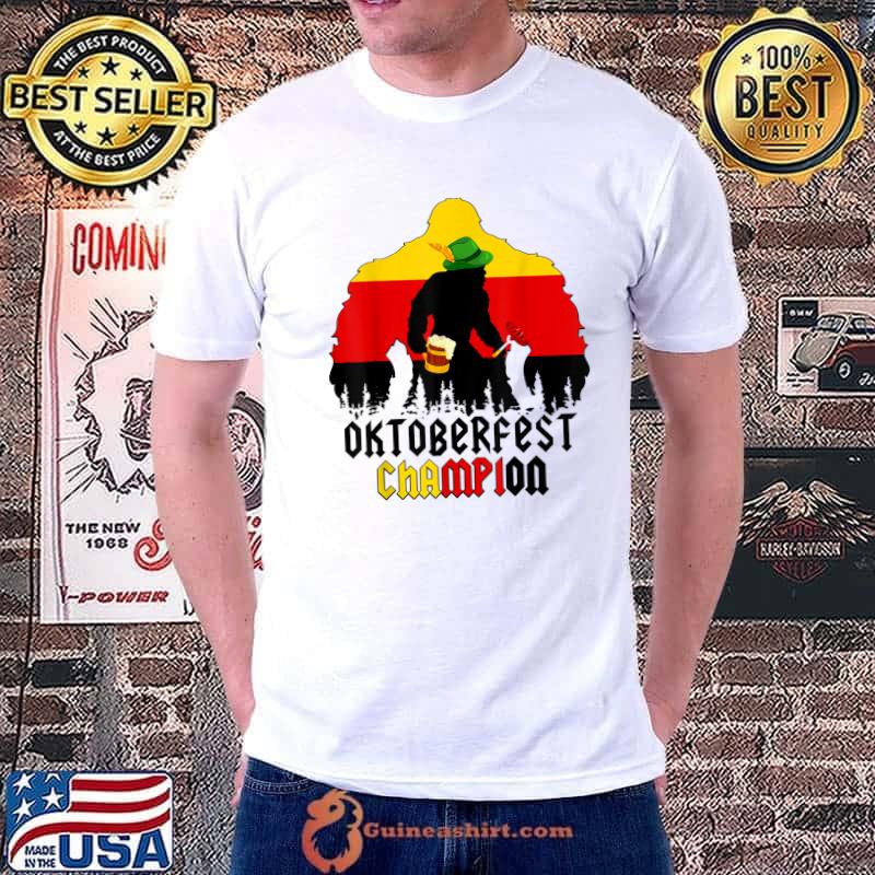 Oktoberfest Champion Beer And Sausage Bigfoot German Flag T-Shirt
