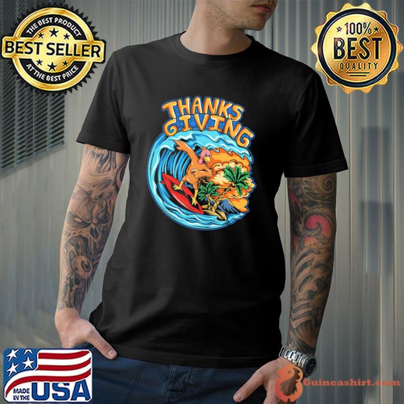 Oldschool Turkey thanksgiving surfing wave classic shirt