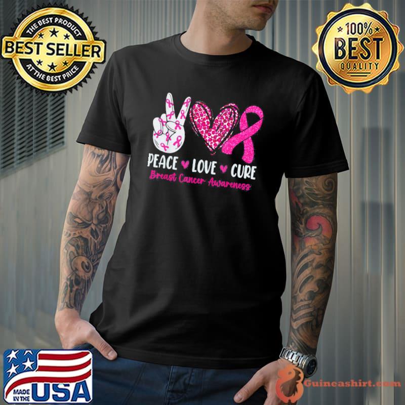 Peace love cure pink ribbonbreast cancer awareness classic shirt