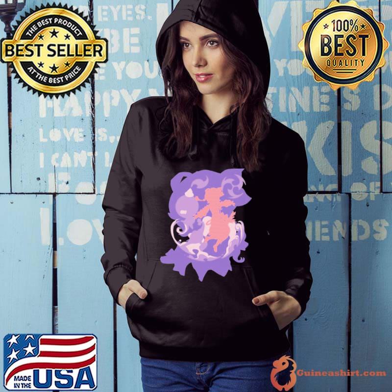 Pink silhouette of dorI from genshin impact game in double exposure technique s Hoodie