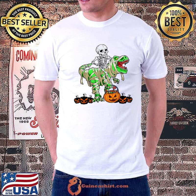 Skeleton Mummy Halloween Dinosaur Trex Pumpkin T-Shirt