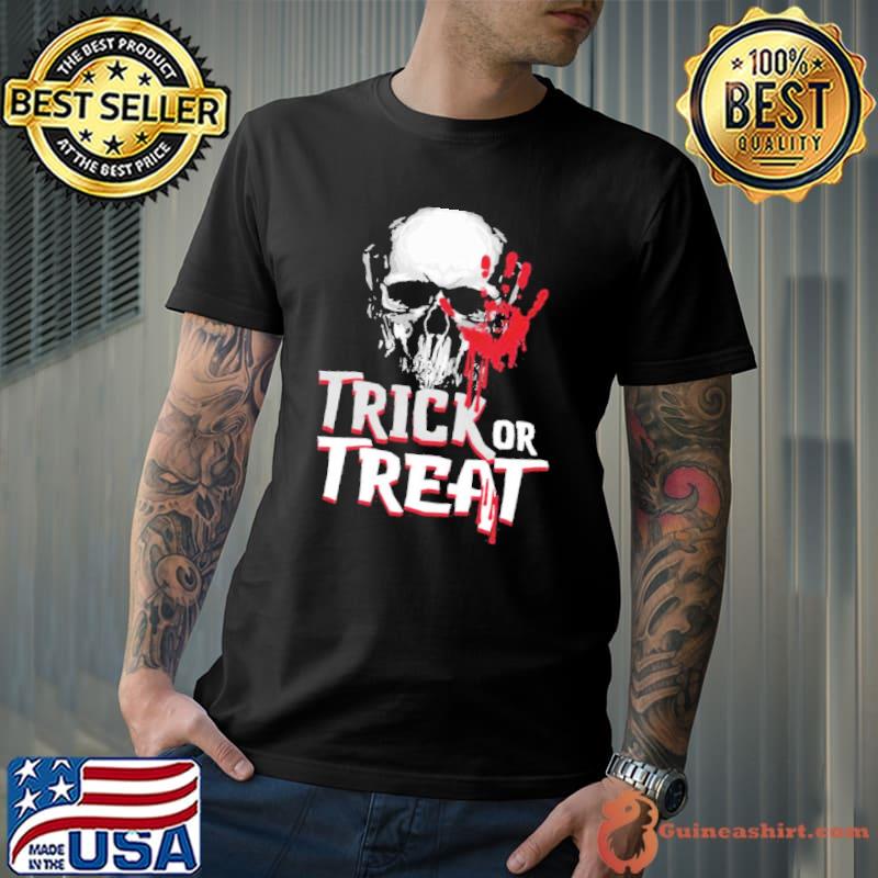 Skull blood trick or treat halloween illustration classic shirt
