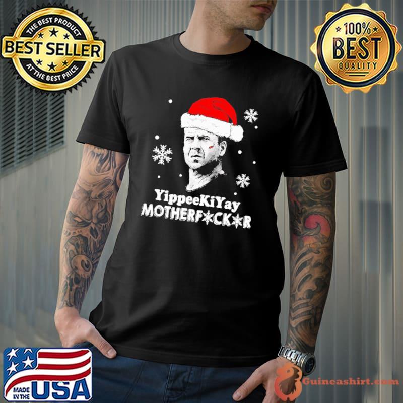 Snowflake santa bruce willis yippee kI yay motherfucker christmas classic shirt