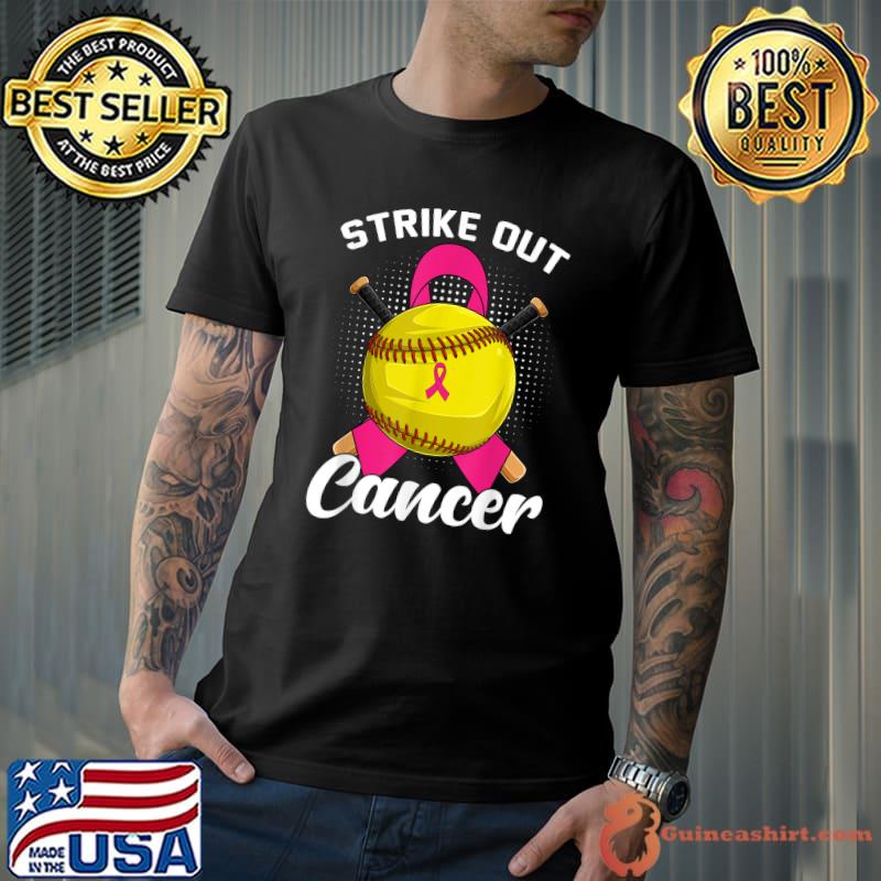 Strike Out Breast Cancer Awareness Day Pink Ribbon Softball T-Shirt