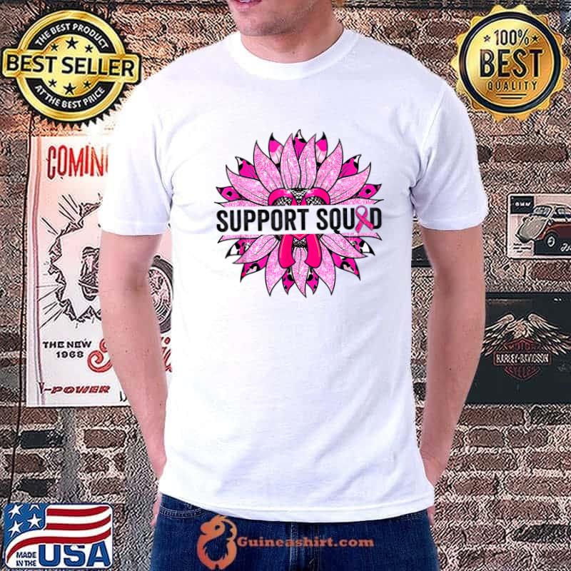 Support Squad Breast Cancer Awareness Sunflower Pink T-Shirt