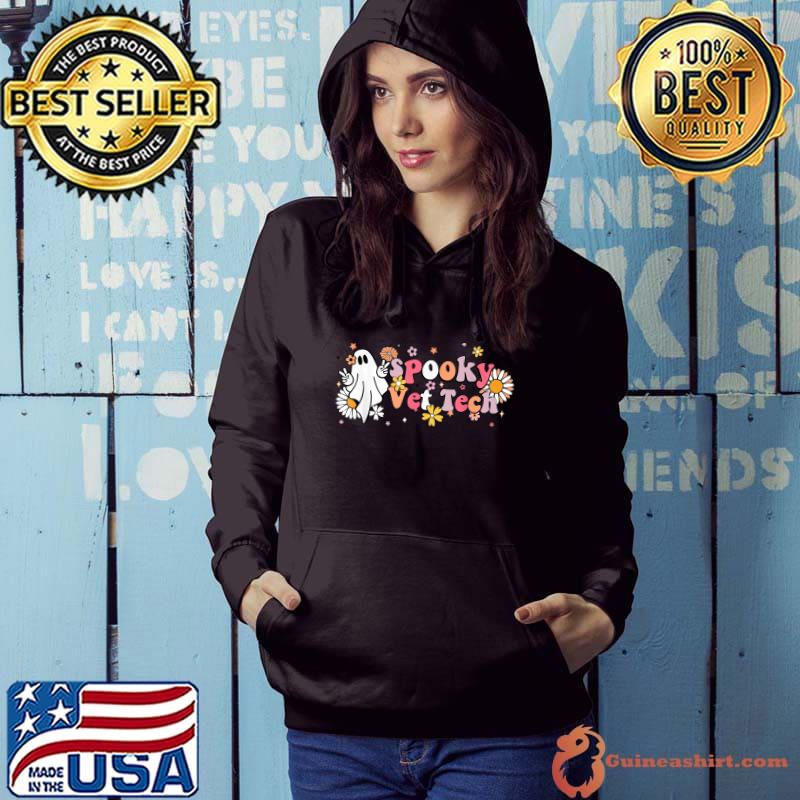 Vet Tech Halloween Spooky Ghost Season Nurse Floral Spooky T-Shirt Hoodie