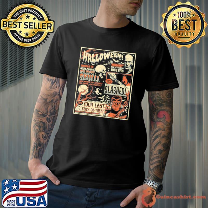 Vintage horror movie poster terror old time halloween shirt