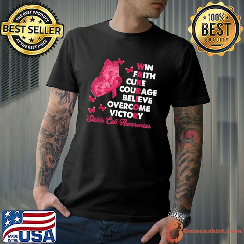 Warrior win faith cure ribbon sickle cell awareness classic shirt