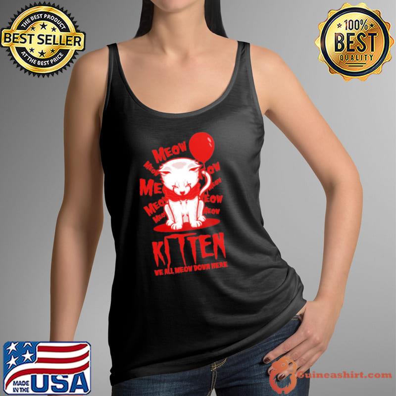 We all meow down here clown cat kitten it halloween classic s Tank Top