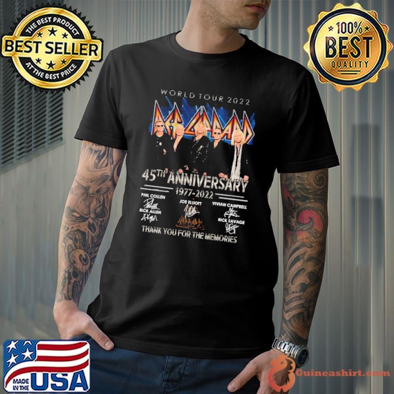 World tour 2022 Def Leppard 45th anniversary thank for memories signatures shirt
