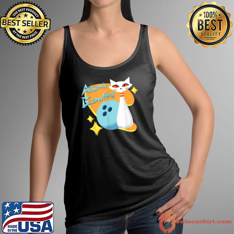 Atomic Cat In Mid Century Modern Bowling T-Shirt Tank Top