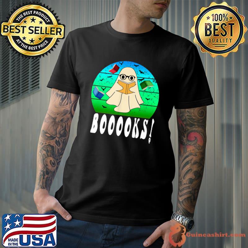 Booooks Ghost Boo Read Books Library Book Lover Vintage T-Shirt