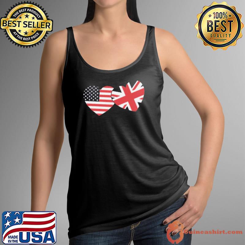 British American flags hearts cute trending s Tank Top