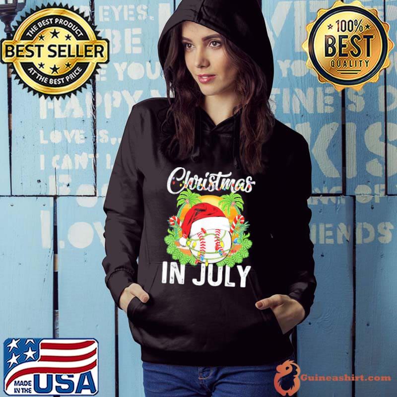 Christmas in july baseball santa hat summer s Hoodie