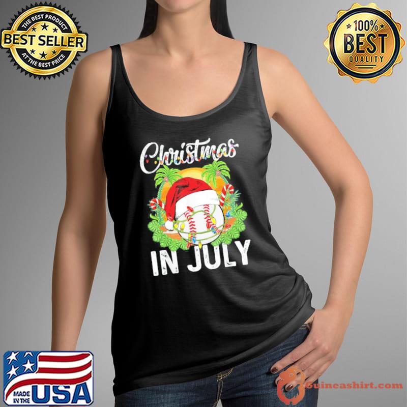 Christmas in july baseball santa hat summer s Tank Top