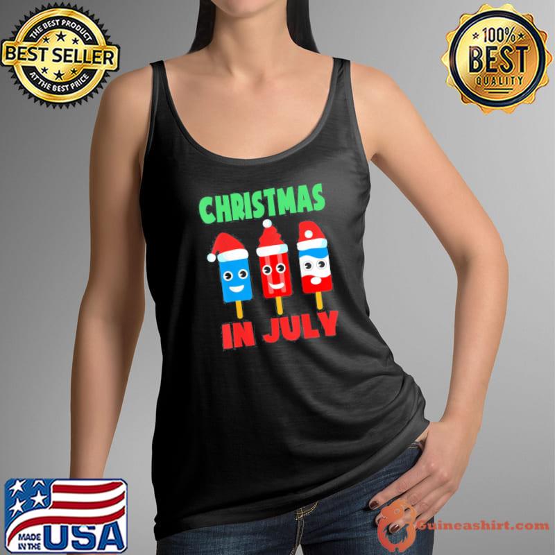 Christmas in july ice pops in santa hat kids toddler cute s Tank Top