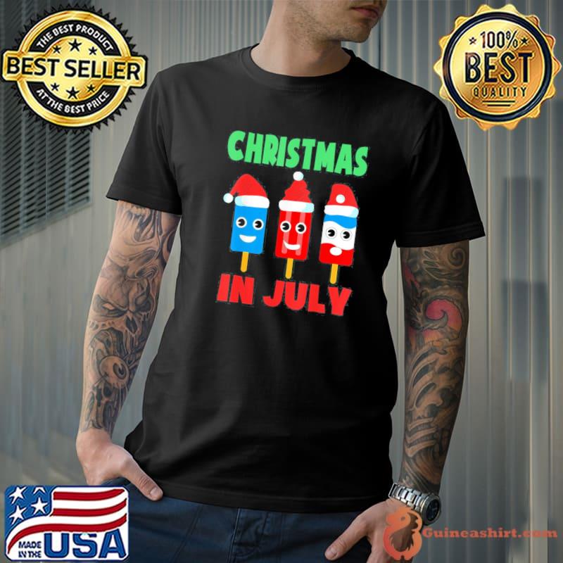 Christmas in july ice pops in santa hat kids toddler cute shirt