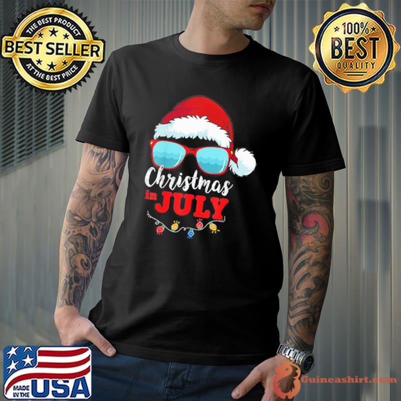 Christmas in july santa hat sunglasses shirt