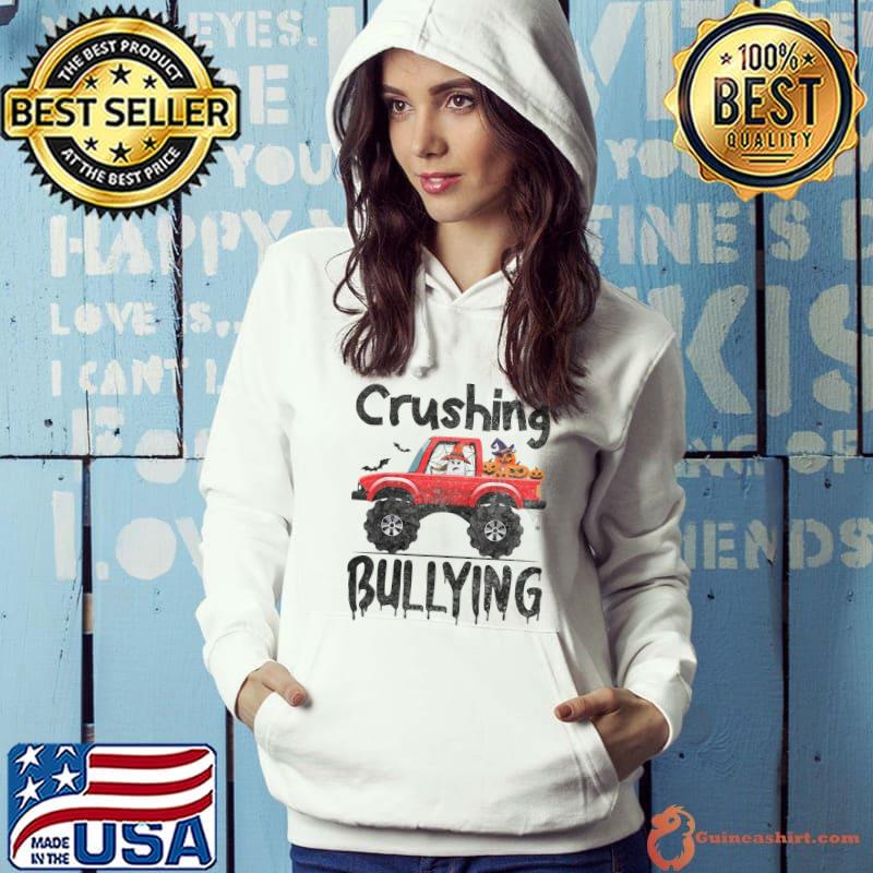 Crushing Bullying Monster Truck Anti Bullying Ghost And Pumkins Bats Halloween T-Shirt Hoodie