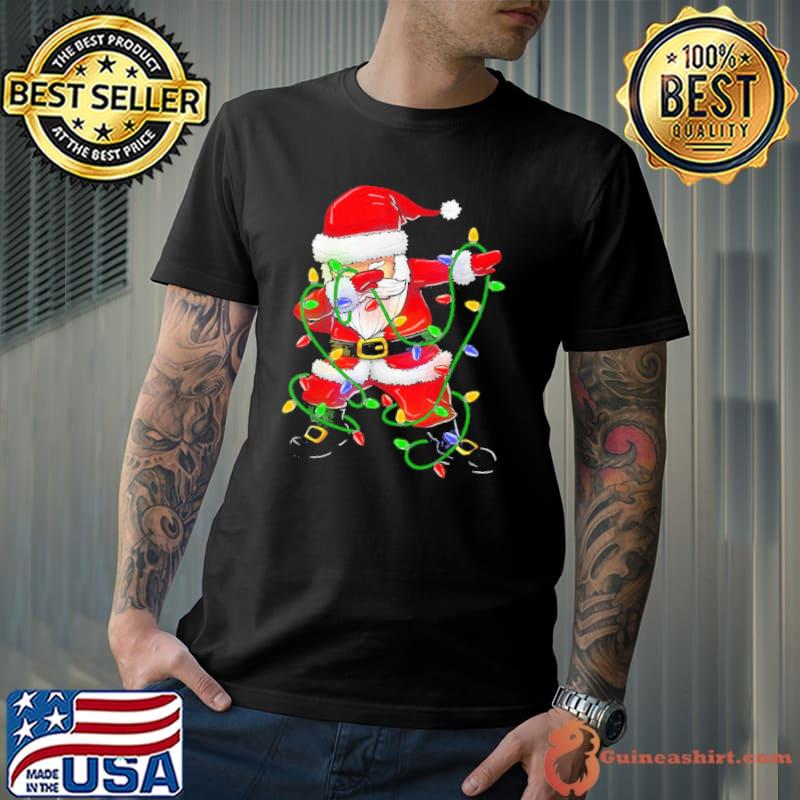 Dabbing santa for boys girls christmas tree lights shirt