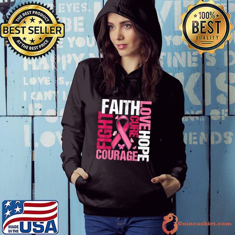 Faith love hope cure courage breast cancer awareness butterflies T-Shirt Hoodie
