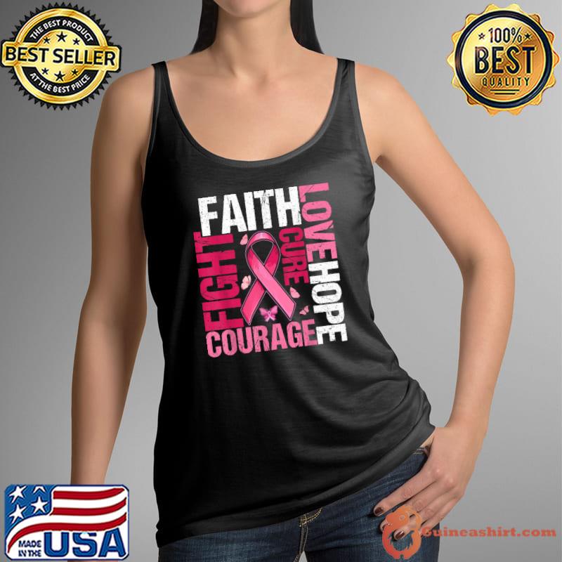 Faith love hope cure courage breast cancer awareness butterflies T-Shirt Tank Top