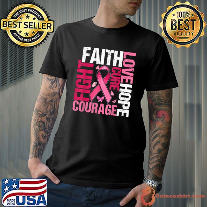 Faith love hope cure courage breast cancer awareness butterflies T-Shirt