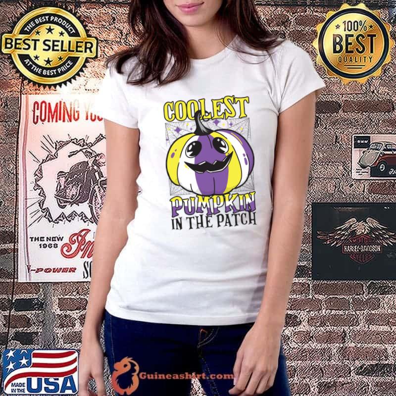 Gender Fluidity Coolest Pumpkin In The Patch Non-Binary Flag Jack O’ Lantern T-Shirt Ladiestee