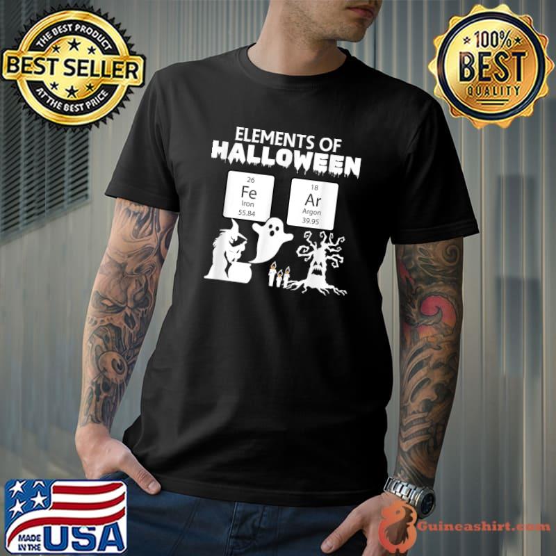 Ghost And Witch Chemistry Lover Primary Elements Of Halloween T-Shirt