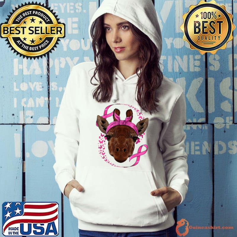 Giraffe Breast Cancer Awareness Pink Bandana Cancer Survivor T-Shirt Hoodie