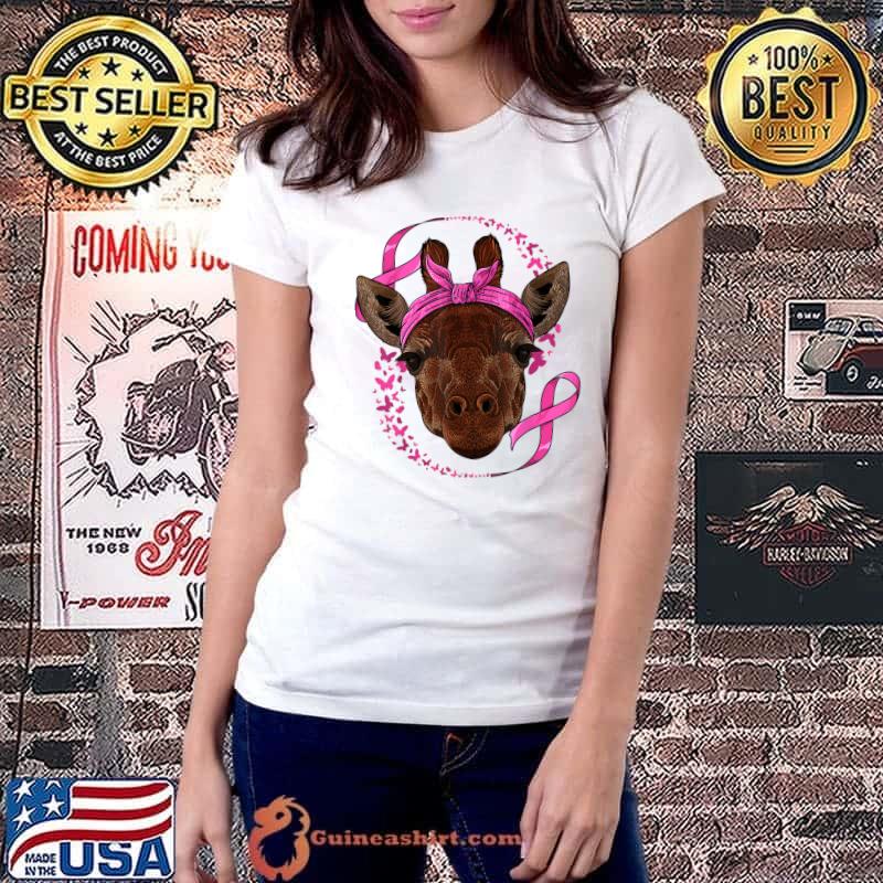Giraffe Breast Cancer Awareness Pink Bandana Cancer Survivor T-Shirt Ladiestee