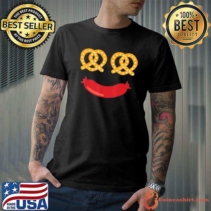 Happy pretzel and sausage face oktoberfest festival shirt