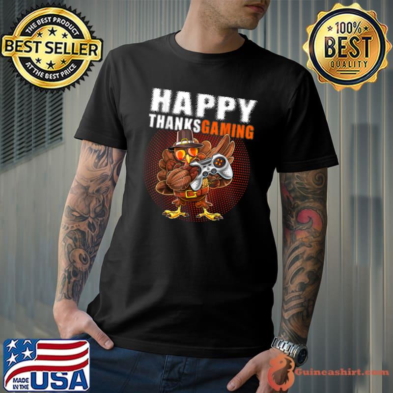 Happy Thanksgiving Video Game Dabbing Turkey Pilgrim T-Shirt