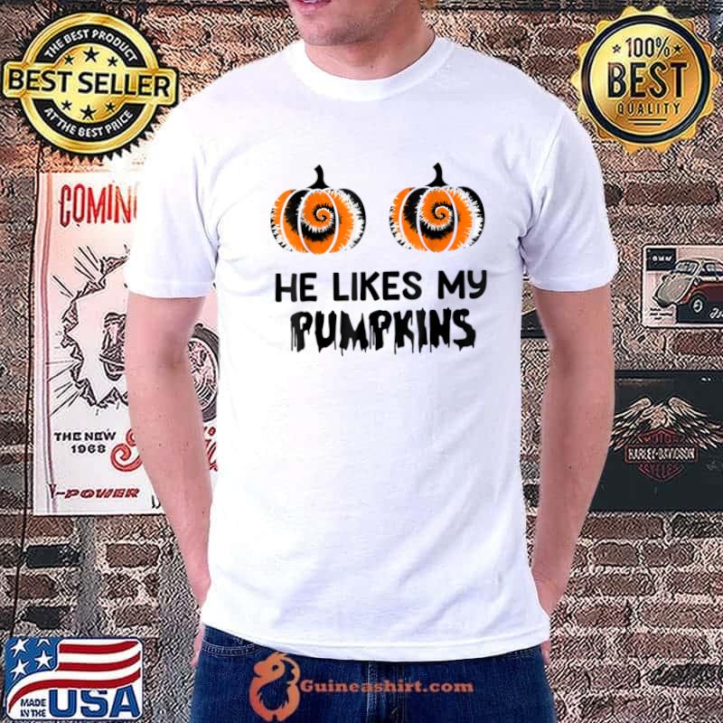 He Likes My Pumpkins She Likes My Broomstick Halloween Tye Die T-Shirt