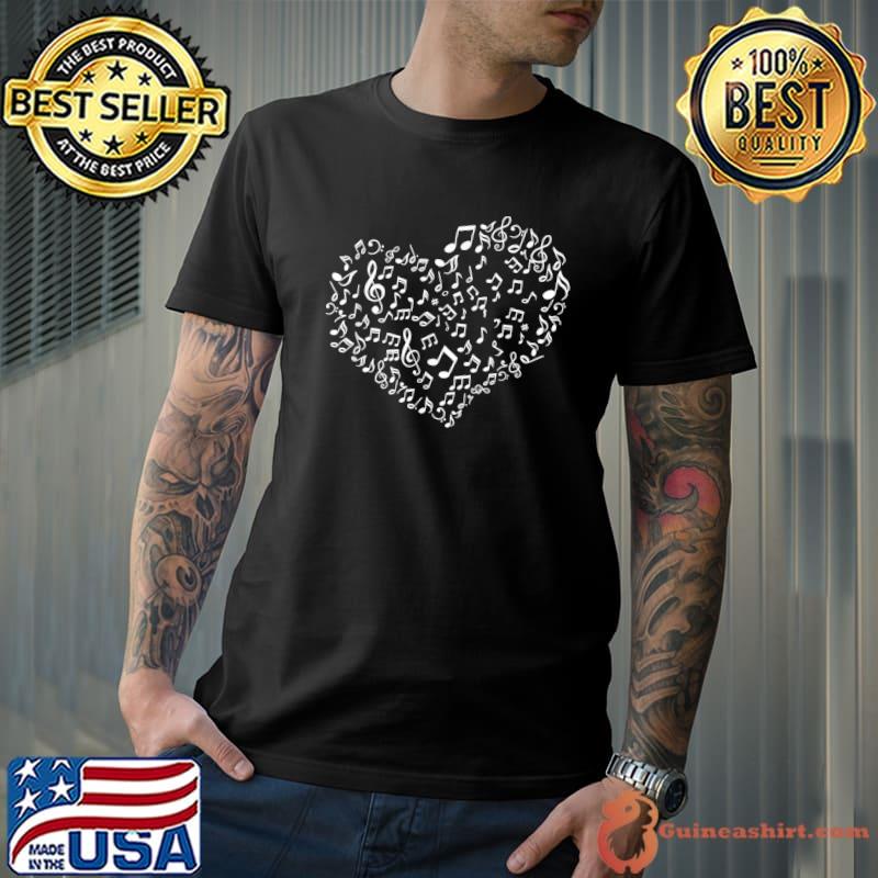 Heart Shape Musical Notes Music Lovers Valentines Day Heart T-Shirt