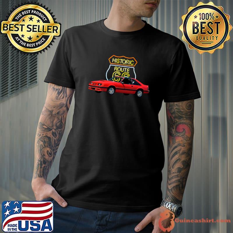 Historic 1982 mustang GT in our route 66 series on front and back T-Shirt