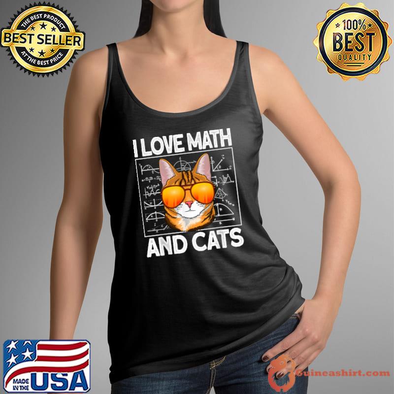 I love math and cats with sunglasses sunset water mathematics T-Shirt Tank Top