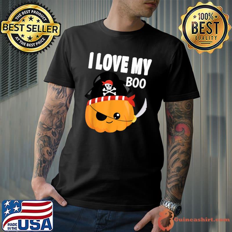 I Love My Boo Halloween Pumpkin Pirate With A Sword T-Shirt