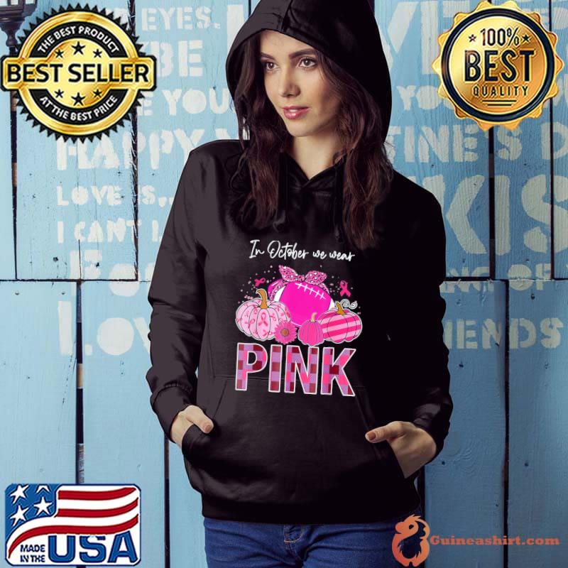 In october we wear pink ribbon leopard pumpkin breast cancer s Hoodie