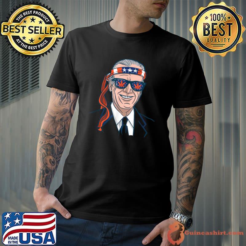 Joe Biden Weed Sunglasses Marijuana Bud American Flag Political T-Shirt