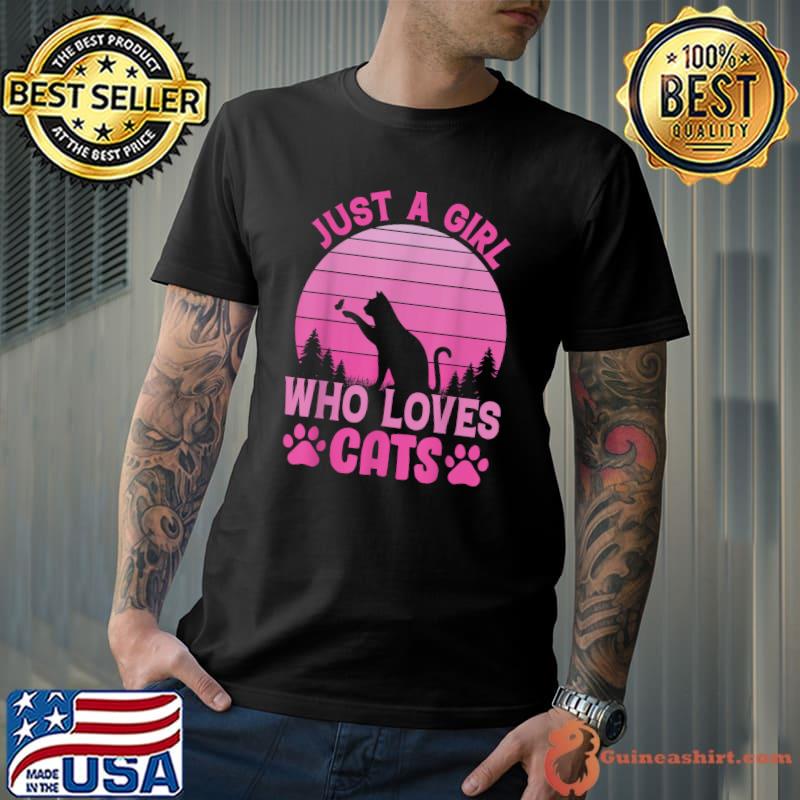 Just a girl who loves cats for lovers cat kitty vintage T-Shirt