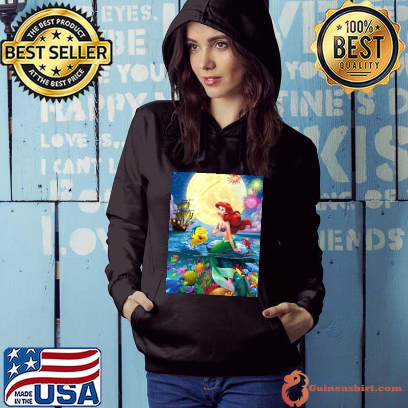 Little mermaid the little mermaid princess with flounder wall art decor s Hoodie