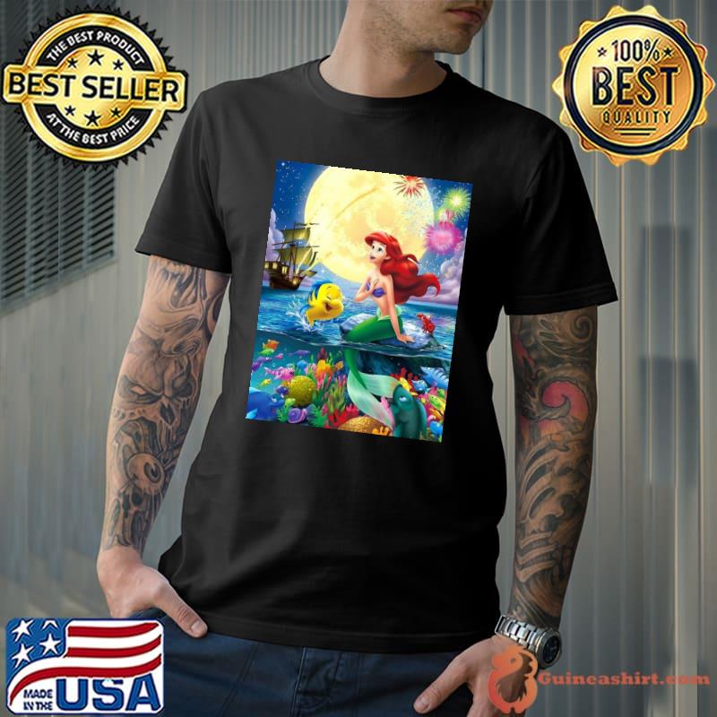 Little mermaid the little mermaid princess with flounder wall art decor shirt