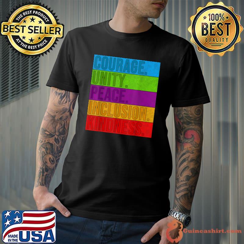 Love Kindness Courage Unity Peace Inclusion Kindness Vintage Day Orange Anti Bullying T-Shirt