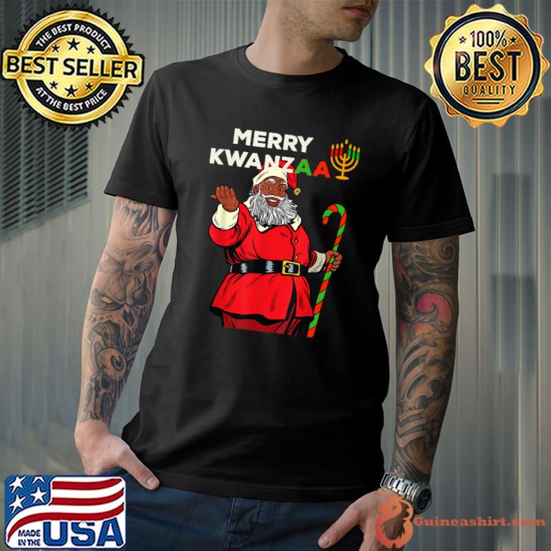 Merry Kwanzaa Santa Black Christmas African American T-Shirt
