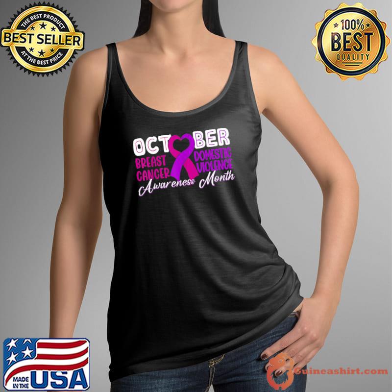 October Family Breast Cancer And Domestic Violence Awareness Month T-Shirt Tank Top