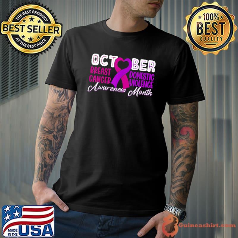 FREE shipping October Domestic Violence Breast Cancer Awareness Month Shirt,  Unisex tee, hoodie, sweater, v-neck and tank top