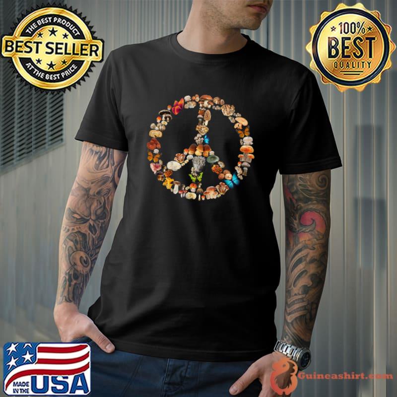 Peace Sign Love 60s 70s Mushroom Lover Hippie Costume T-Shirt